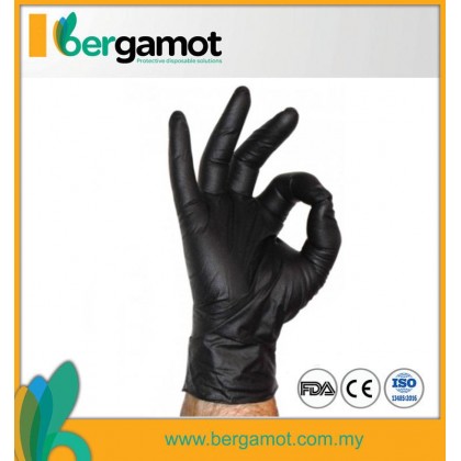 X2235BK Black Nitrile Powder Free Examination Gloves 100pcs